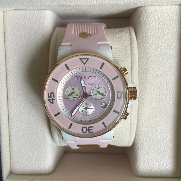 Mulco white and light pink Swiss watch - Picture 1 of 4